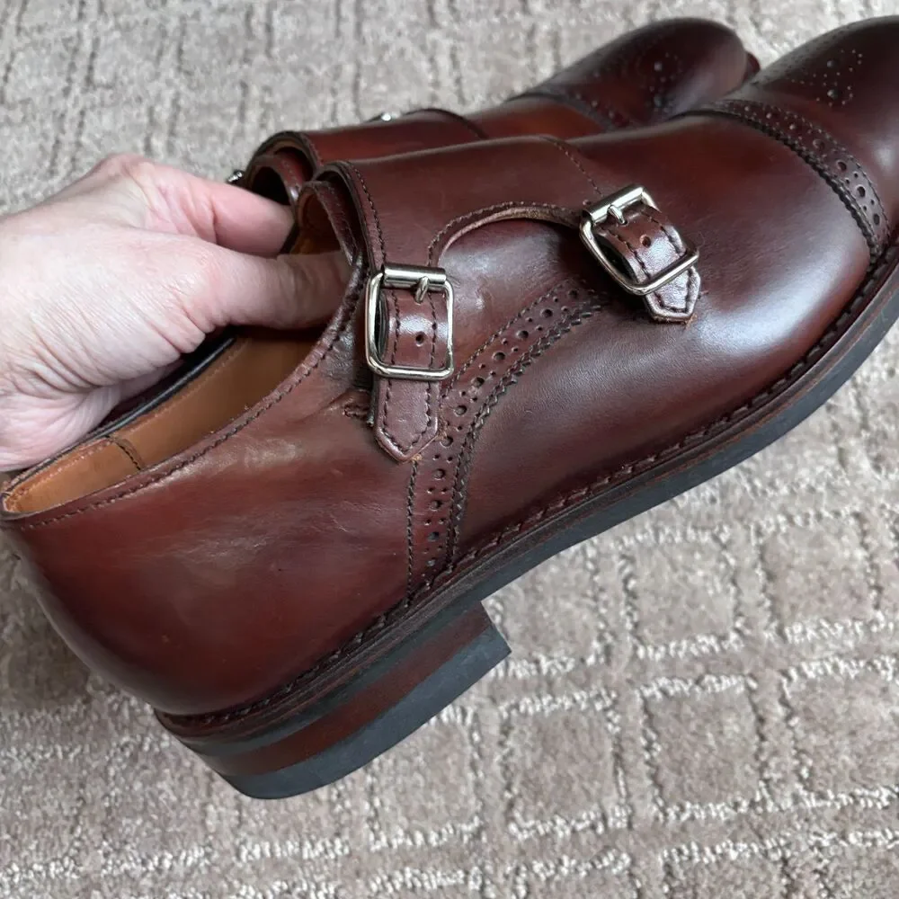 Allen Edmonds St. John's Double Monk Strap Dress Shoes Men 9.5D Brown Leather